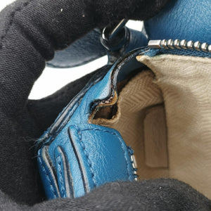 Pre-owned Loewe Puzzle mini Blue Leather shoulderbag | stylenewstar
