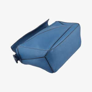 Pre-owned Loewe Puzzle mini Blue Leather shoulderbag | stylenewstar