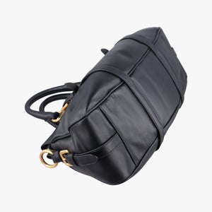Pre-owned Prada Vitello Daino Logo Black Leather BN1903 shoulderbag | stylenewstar