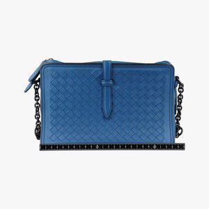 Pre-owned Bottega Veneta Intrecciato Blue lambskin shoulderbag | stylenewstar