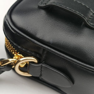 Pre-owned Miu Miu Logo belt Black leather bum bag/waist bag | stylenewstar