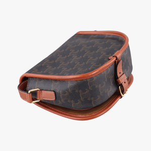 Secondhand Celine FOLCO Triomphe Brown PVC coated canvas shoulderbag | stylenewstar