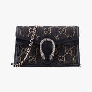 Pre-owned Gucci Dionysus Black denim×leather 476432 shoulderbag | stylenewstar