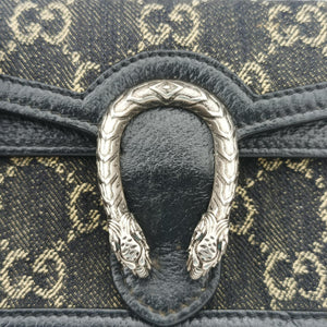 Pre-owned Gucci Dionysus Black denim×leather 476432 shoulderbag | stylenewstar