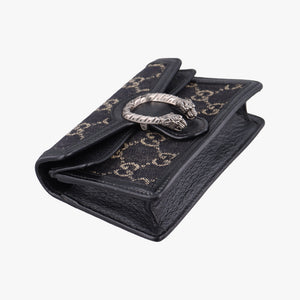 Pre-owned Gucci Dionysus Black denim×leather 476432 shoulderbag | stylenewstar