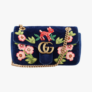 Vintage Gucci GG Marmont Navy×Multicolour velour 443497 shoulderbag | stylenewstar