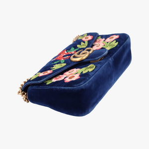 Vintage Gucci GG Marmont Navy×Multicolour velour 443497 shoulderbag | stylenewstar