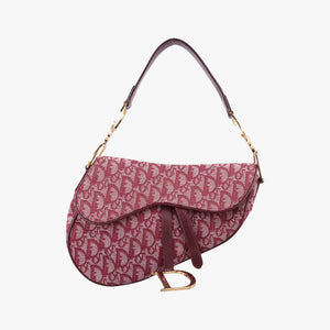 Pre-owned Christian Dior Saddle Red jacquard handbag | stylenewstar