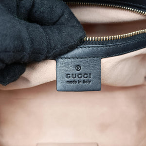 Pre-owned Gucci Bamboo Nymphaea Medium Top Handle Black Leather 453766 shoulderbag | stylenewstar