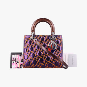 Pre-owned Christian Dior Lady Dior purple×orange Leather shoulderbag | stylenewstar