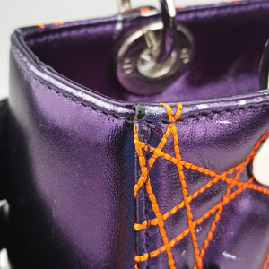 Pre-owned Christian Dior Lady Dior purple×orange Leather shoulderbag | stylenewstar