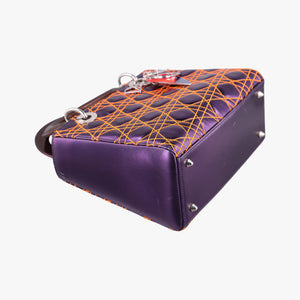 Pre-owned Christian Dior Lady Dior purple×orange Leather shoulderbag | stylenewstar