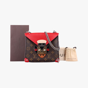 Pre-owned Louis Vuitton TRIBAL MASK Brown Monogram canvas×leather M50129 shoulderbag | stylenewstar