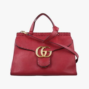 Pre-owned Gucci GG Marmont Red Leather 421890 shoulderbag | stylenewstar