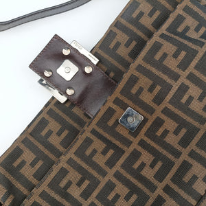Secondhand Fendi Zucca pattern Brown canvas×leather 214526 shoulderbag | stylenewstar