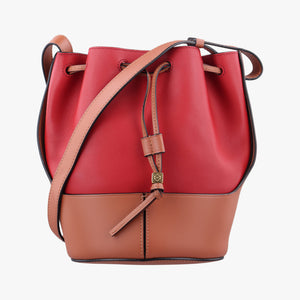 Pre-owned Loewe balloon Red x Brown leather shoulderbag | stylenewstar