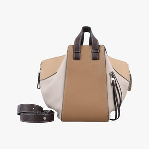 Secondhand Loewe Hammock Gray × Beige × Brown Leather shoulderbag | stylenewstar