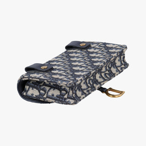 Pre-owned Christian Dior Saddle Navy jacquard×Leather bum bag/waist bag | stylenewstar