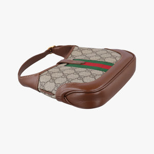 Pre-owned Gucci Jackie 1961 GG Supreme Brown PVC coated canvas×Leather 637092 shoulderbag | stylenewstar