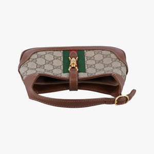 Pre-owned Gucci Jackie 1961 GG Supreme Brown PVC coated canvas×Leather 637092 shoulderbag | stylenewstar