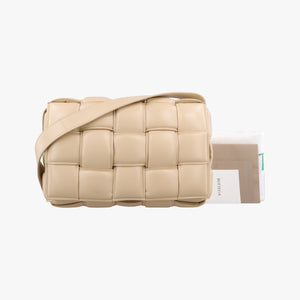 Pre-owned Bottega Veneta Padded CASSETTE Beige lambskin shoulderbag | stylenewstar