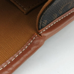 Pre-owned Celine FOLCO Triomphe Brown PVC coated canvas shoulderbag | stylenewstar