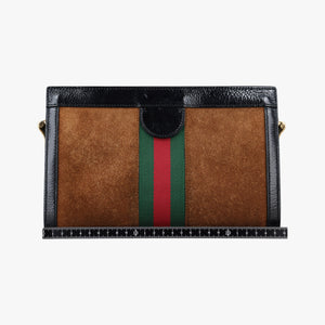 Pre-owned Gucci Ophidia Brown×black Suede×leather 503877 shoulderbag | stylenewstar