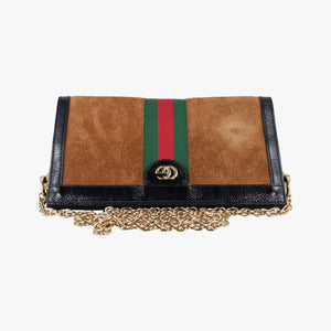 Pre-owned Gucci Ophidia Brown×black Suede×leather 503877 shoulderbag | stylenewstar
