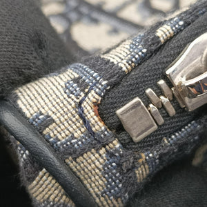 Pre-owned Christian Dior saddle Navy×Gray Jacquard crossbodybag | stylenewstar