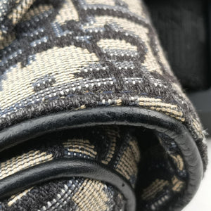 Pre-owned Christian Dior saddle Navy×Gray Jacquard crossbodybag | stylenewstar