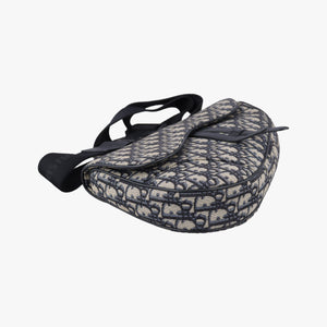 Pre-owned Christian Dior saddle Navy×Gray Jacquard crossbodybag | stylenewstar