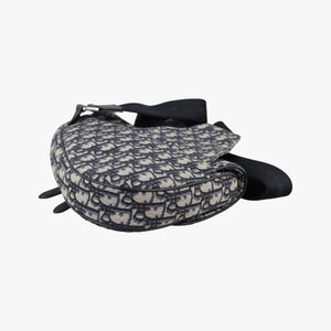 Pre-owned Christian Dior saddle Navy×Gray Jacquard crossbodybag | stylenewstar
