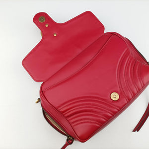 Pre-owned Gucci GG Marmont Red Leather 498100 shoulderbag | stylenewstar