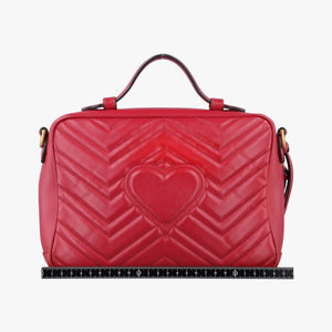 Pre-owned Gucci GG Marmont Red Leather 498100 shoulderbag | stylenewstar