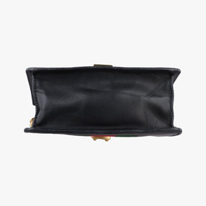 Pre-owned Gucci Sylvie Black×red×Green Leather 431666 handbag | stylenewstar