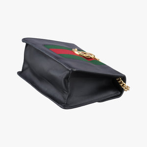 Pre-owned Gucci Sylvie Black×red×Green Leather 431666 handbag | stylenewstar