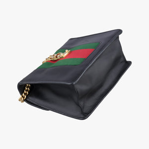 Pre-owned Gucci Sylvie Black×red×Green Leather 431666 handbag | stylenewstar