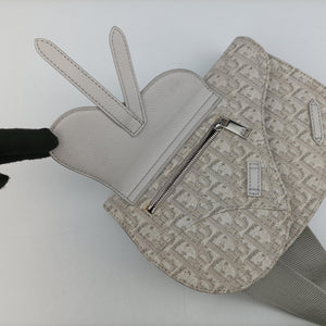 Pre-owned Christian Dior Saddle White Jacquard × Leather bum bag/waist bag | stylenewstar