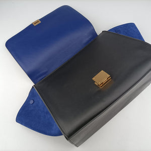 Vintage Celine Trapeze Beige×black×blue Suede × leather shoulderbag | stylenewstar