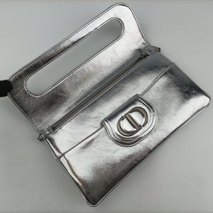 Pre-owned Christian Dior Dior double Medium Silver Leather shoulderbag | stylenewstar