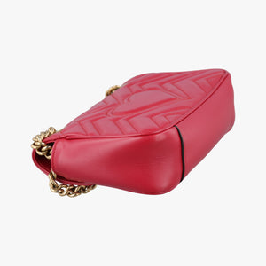 Pre-owned Gucci GG Marmont Red Leather 446744 shoulderbag | stylenewstar