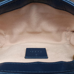 Pre-owned Gucci GG Marmont White×navy Leather 574969 shoulderbag | stylenewstar