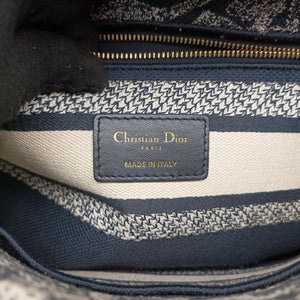 Vintage Christian Dior D-Lite Medium Royaume Navy Jacquard shoulderbag | stylenewstar