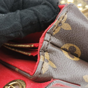 Secondhand Louis Vuitton PALLAS Chain Brown×CERISE Monogram Canvas×calf leather M41201 shoulderbag | stylenewstar