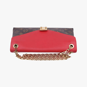 Secondhand Louis Vuitton PALLAS Chain Brown×CERISE Monogram Canvas×calf leather M41201 shoulderbag | stylenewstar
