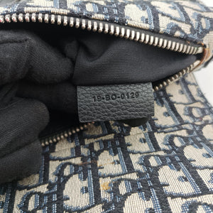 Secondhand Christian Dior Saddlebags Gray×Navy×Black Jacquard×Leather shoulderbag | stylenewstar