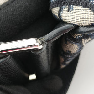 Secondhand Christian Dior Saddlebags Gray×Navy×Black Jacquard×Leather shoulderbag | stylenewstar