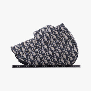 Secondhand Christian Dior Saddlebags Gray×Navy×Black Jacquard×Leather shoulderbag | stylenewstar