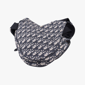 Secondhand Christian Dior Saddlebags Gray×Navy×Black Jacquard×Leather shoulderbag | stylenewstar