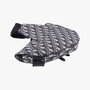 Secondhand Christian Dior Saddlebags Gray×Navy×Black Jacquard×Leather shoulderbag | stylenewstar